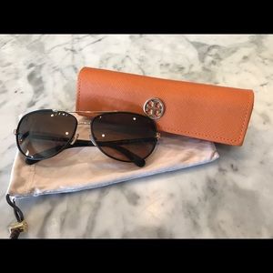 Tory Burch Leather Trimmed Aviators - Brand New